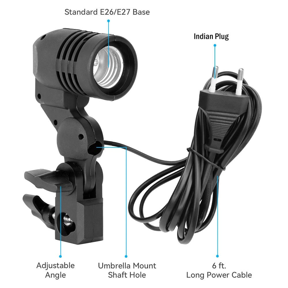 BROLAVIYA® E27 Single Head Bulb Holder Socket Flash Umbrella Bracket Photo Lighting Bulb Holder For Photography Studio Accessories