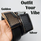 BROLAVIYA® Universal Adjustable Automatic Ratchet Buckle Belt, Length 110 CM, Silver Grill - Image 7