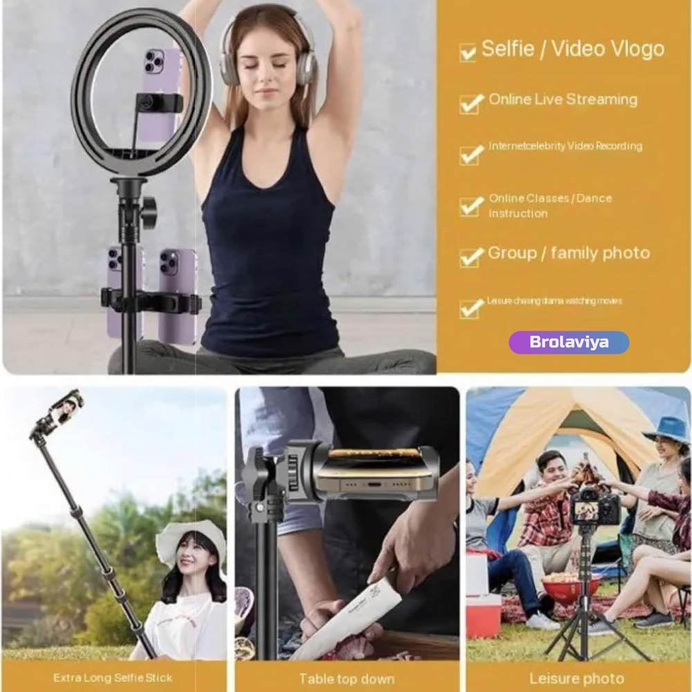 BROLAVIYA® Multi-Function Mobile Phone Live Broadcast Tripod Stand Dual use Tripod and Sel - Image 4