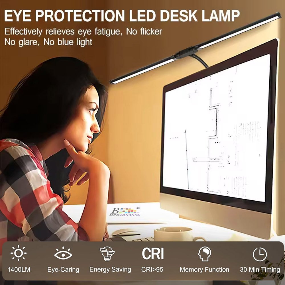 BROLAVIYA® Overhead LED 2 Head Dimmable Desk Lamp Light with Multi-Angle Rotation, 3 Light - Image 5