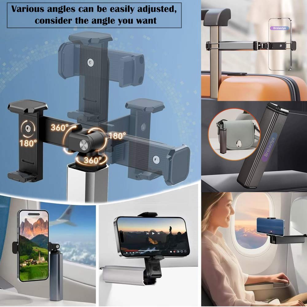 BROLAVIYA® Aluminum Alloy Mobile Phone Stand, Adjustable Travel Phone Mounts For Desk, Car - Image 5