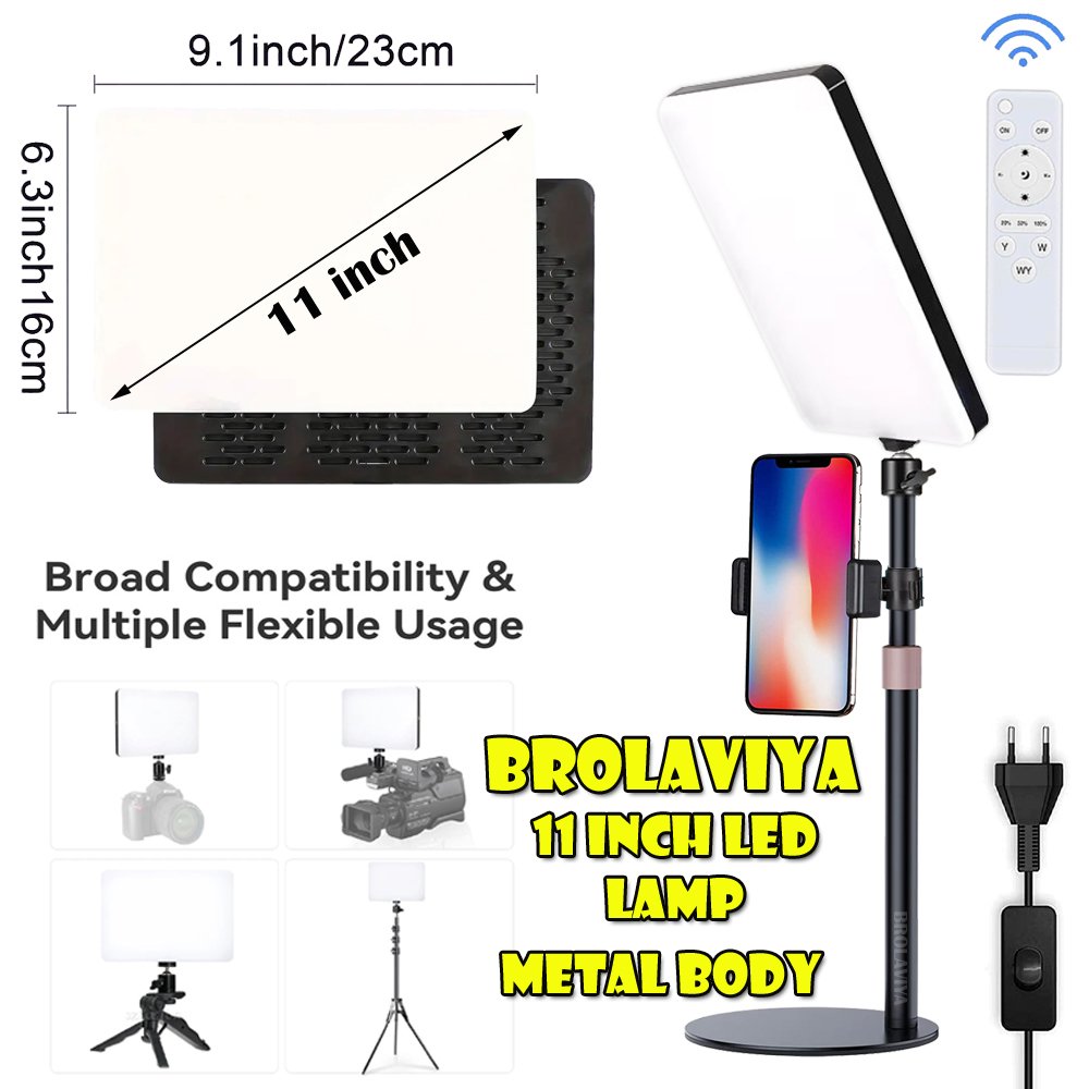 BROLAVIYA® Full Screen Fill 11 Inch LED Video Light with Remote Control and Metal Body Sta - Image 6