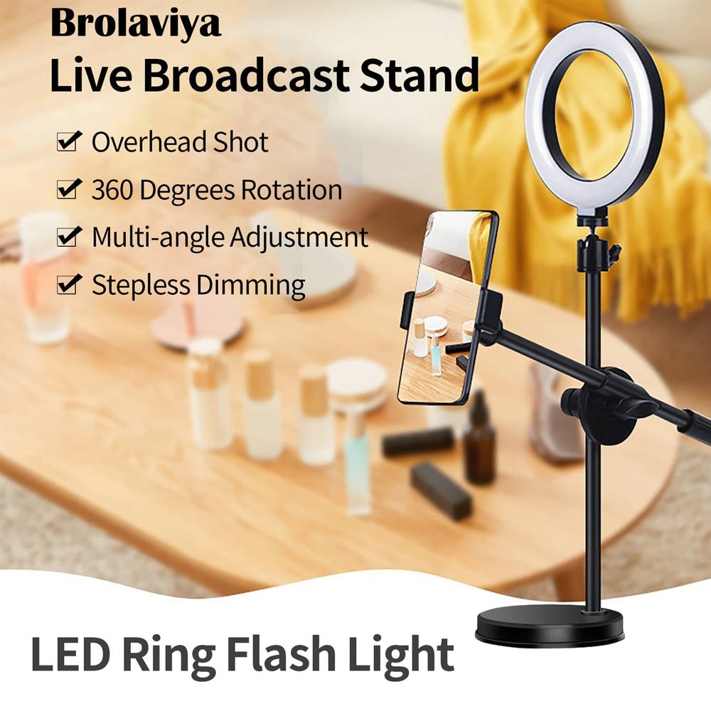(Renewed) BROLAVIYA® Overhead Video Stand with 6 Inch Ring Light, Metal Rod, 1/4" Ball Hea - Image 5