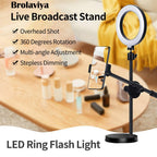 BROLAVIYA® Overhead Video Stand with 6 Inch Ring Light, Metal Rod, 1/4" Ball Head For Came - Image 5