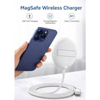 BROLAVIYA® 15W Wireless Charger with Pop-Up Stand for iPhone 17/16/15/13/12/11 Series, Qi-Certified, Type C Cable, White