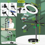 BROLAVIYA® Overhead Video Floor Stand with 10 Inch Ring Light, Metal Arm, 1/4" Ball Head f - Image 5