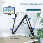 BROLAVIYA® Overhead Video Mobile Stand with 17cm Rechargeable LED Tube Light, New Extra-Long Arm, 1/4" Head, 2 Way Clip Clamp and Mobile Bracket for Desktop, Bedroom, Office, Black
