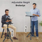 BROLAVIYA® Heavy-Duty Adjustable Floor Projector and Speaker Stand with Portable Folding Design, Heavy-Duty Black Base & Non-Slip Feet for Theater, PA Systems, Live Events, Studios