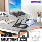 BROLAVIYA® Dual Laptop and Mobile Stand, Foldable Aluminum Riser with Heat-Vent, Portable  - Image 5