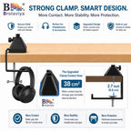 BROLAVIYA® Heavy Duty Desk Clamp Mount with Headphone Hook, Metal Table C Clamp Base, Universal Mic Boom Arm Clamp for Scissor Arms, Low Profile Arms, Fits Up to 2.36 inch 6cm Thickness