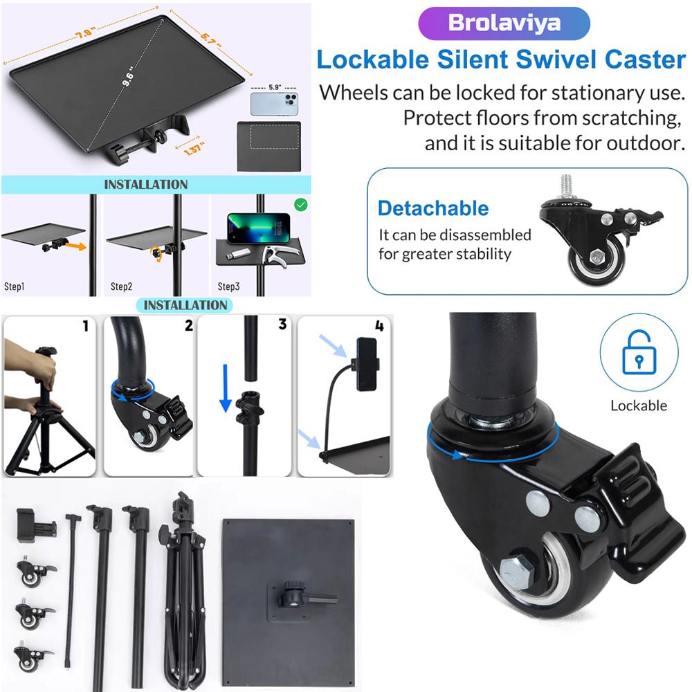 (Renewed) BROLAVIYA® Projector Tripod Stand On Wheels with Tray, Laptop / Mobile Stand, 18 - Image 7