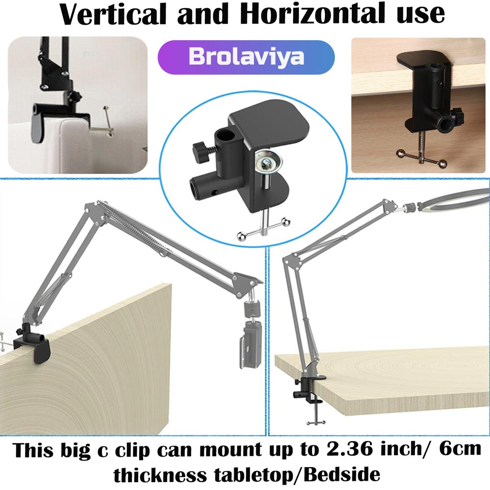 BROLAVIYA® Overhead Video Mobile Stand, New Crystal 3D LED 10 Inch RGB Ring Light, 2 Way Base Clamp, 1/4" Ball Head for Camera, Webcams with Mobile Bracket