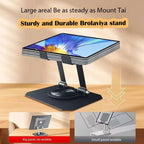 BROLAVIYA® Desktop 360 Rotating Base, Aluminium Metal Cute Shape Metal Stand, Foldable, Compatible with iPad, Tablet, E-Reader 4-12.9 inch, D2, Black