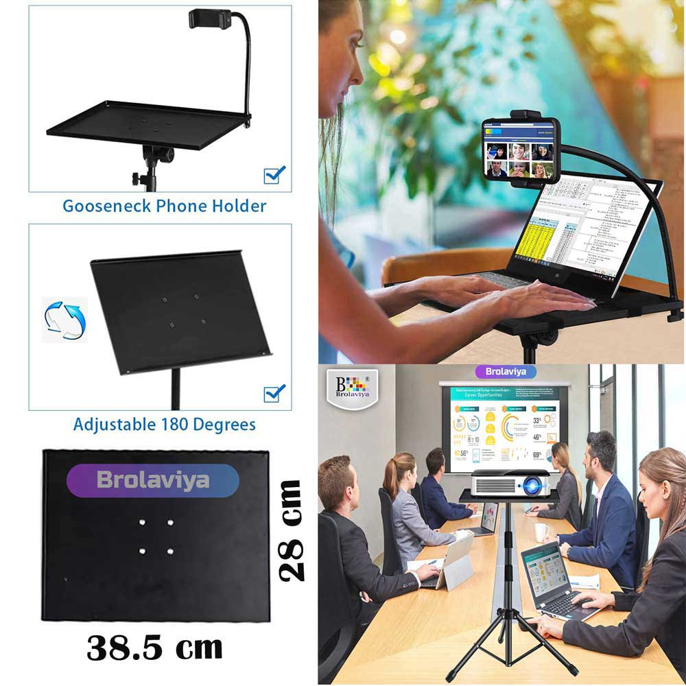 BROLAVIYA® Multi-Purpose Projector Tripod Stand, Laptop / Mobile Stand, 180 Degree Angles with Adjustable Height, Perfect for Projector, Office, Home, Stage or Studio