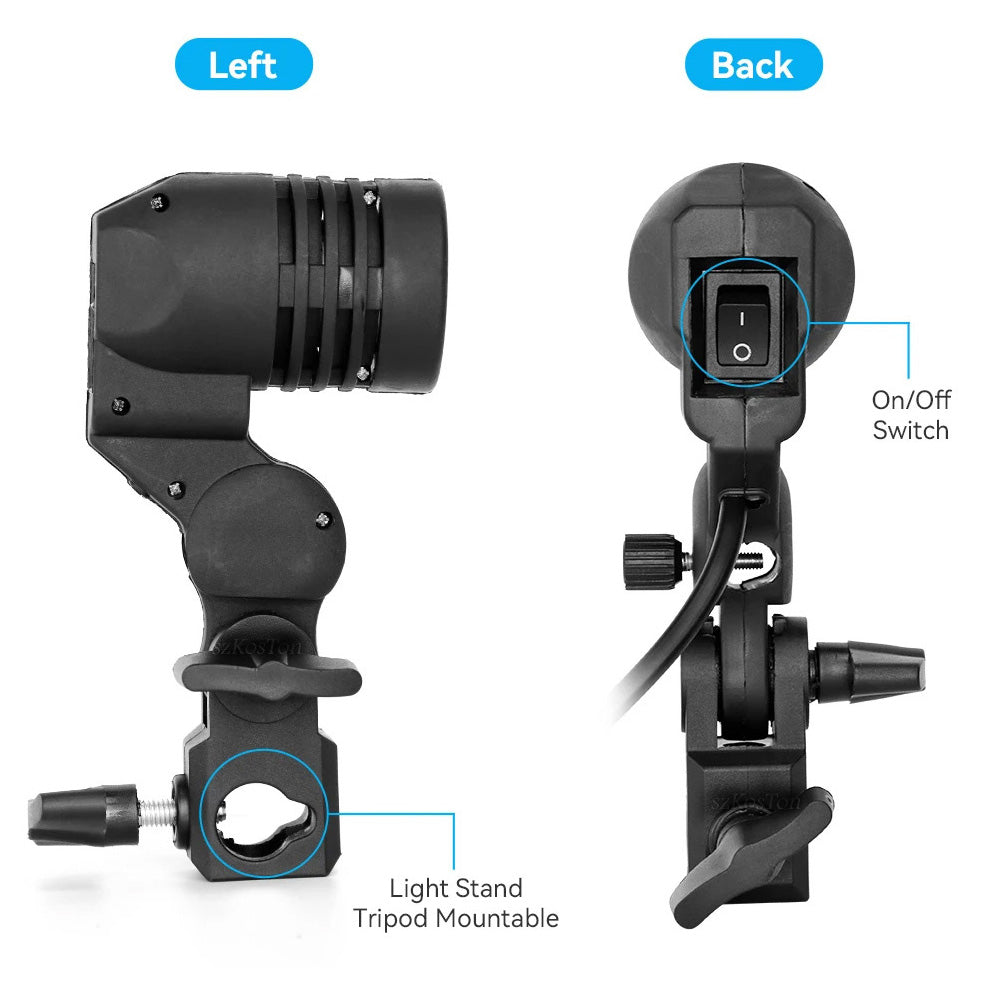 BROLAVIYA® E27 Single Head Bulb Holder Socket Flash Umbrella Bracket Photo Lighting Bulb Holder For Photography Studio Accessories