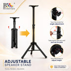 BROLAVIYA® Universal Speaker Stand, Height Adjustable Tripod Speaker Stands with Mounting Plate, Heavy Duty Metal for PA Speakers, Studio Monitors, DJ Equipment, Home Theater & Events