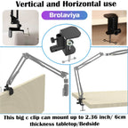 BROLAVIYA® Overhead Video Mobile Stand, Crystal 3D LED 10 Inch RGB Ring Light, 2 Way Base Clamp, 1/4" Ball Head For Camera, Webcams, with Flexible Clip Arm