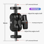 BROLAVIYA® Dual Ball Head Magic Arm Mount with 1/4″ Standard Screws, 360° Rotatable Universal Bracket for DSLR Camera Monitor, LED Video Light, Microphone and Action Cam Support