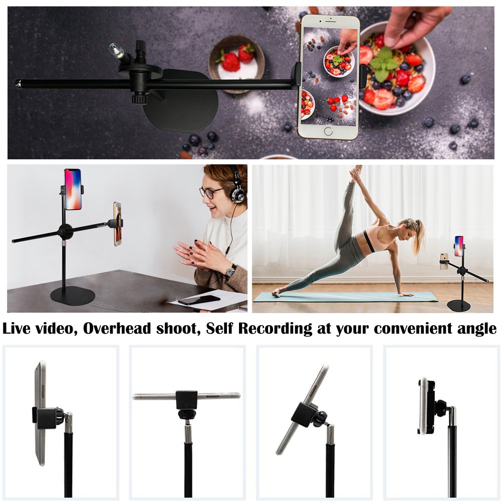 BROLAVIYA® Overhead Video Floor Stand with 6 inch Ring Light, Premium Metal Body, 1/4" Hea - Image 5