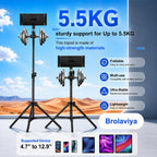 BROLAVIYA® Tablet Tripod Floor Stand, Adjustable up to 75″, Fits 4.7″-12.9″ Phones & Tablets, Compatible with iPad Pro/Air/Mini, Galaxy Tab, for Live Streaming, Office, Cooking & Fitness
