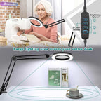 BROLAVIYA® 5X Magnifying Glass with LED Light and Stand, 3 Color Modes Dimmable, Adjustable Swivel Metal Arm, Large 2 Way Base Clamp, Magnifier Desk Lamp for Close Work, Repair, Crafts, Reading – Black