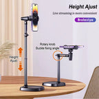BROLAVIYA® Overhead Extendable Selfie Desktop Stand with Phone Holder, 360° Rotation, for 4-7" Mobile Phone, for Live Streaming, YouTube, Video, Photography