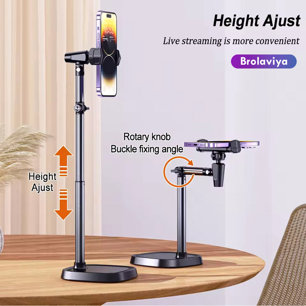 BROLAVIYA® Overhead Extendable Selfie Desktop Stand with Phone Holder, 360° Rotation, for 4-7" Mobile Phone, for Live Streaming, YouTube, Video, Photography
