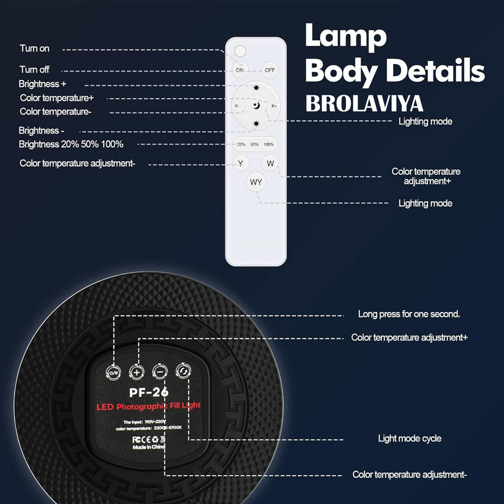 BROLAVIYA® Overhead Video Floor Stand with Full-Screen Fill 10" Ring Light with Remote, Metal Flexible Arm, 1/4" Head for Camera, Webcam with Mobile Bracket for YouTube, Desktop, Bedroom, Office