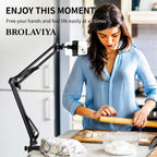 Brolaviya® Phone Holder for Bed & Desk, Adjustable Overhead Phone Mount with 360° Rotation, Multi-Angle Suspension Arm Stand, Hands-Free Mobile Holder for Video Recording, Drawing, Cooking, Reading & Live Streaming