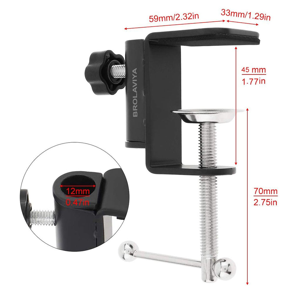 BROLAVIYA® Desk Base Clamp Mount for Microphone Boom Scissor Arm, Table C Clip for Articul - Image 5