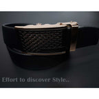 BROLAVIYA® Universal Adjustable Automatic Ratchet Buckle Mens Belt, Length 110 CM, Gold Grill Style