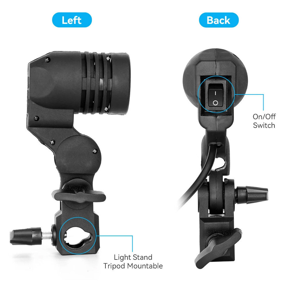 BROLAVIYA® E27 Single Head Bulb Holder Socket Flash Umbrella Bracket Photo Lighting Bulb Holder For Photography Studio Accessories