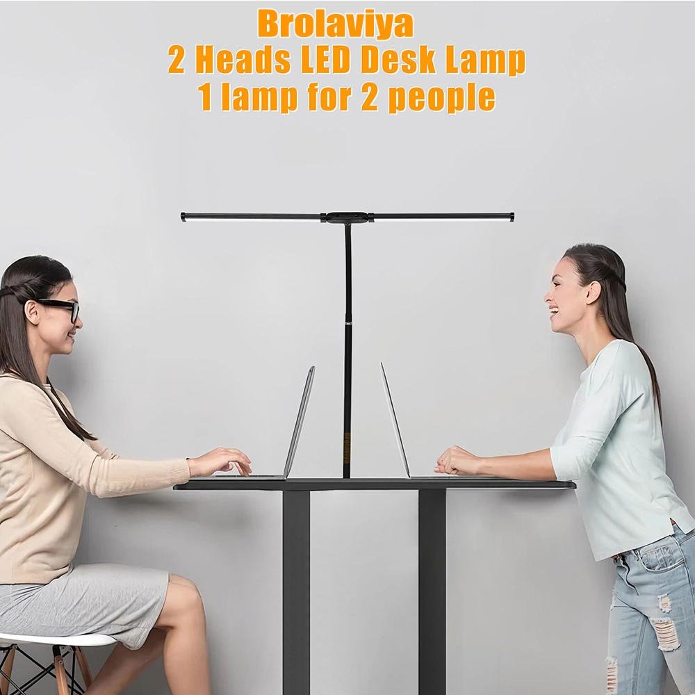 BROLAVIYA® Overhead LED 2 Head Dimmable Desk Lamp Extra-Long Height Light with Multi-Angle - Image 6
