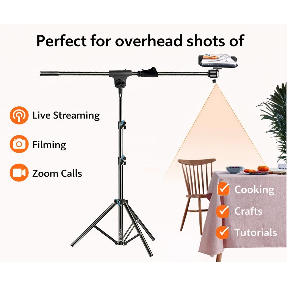 BROLAVIYA® 360 Degree Tripod with Telescopic Crossbar Long Arm Stick, 230 cm Top Height, P - Image 2