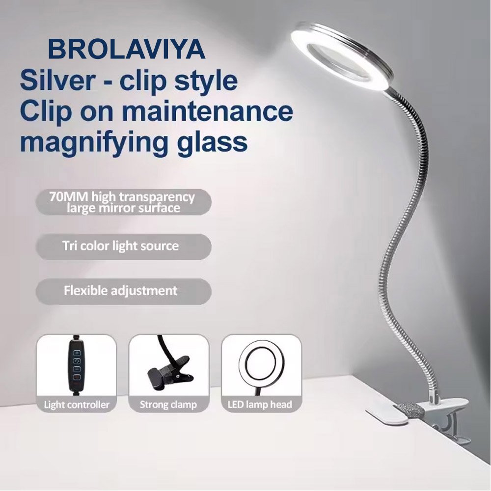 BROLAVIYA® Overhead 5X Magnifying Glass with 12cm LED Light, 3 Color Modes Dimmable, Flexi - Image 6