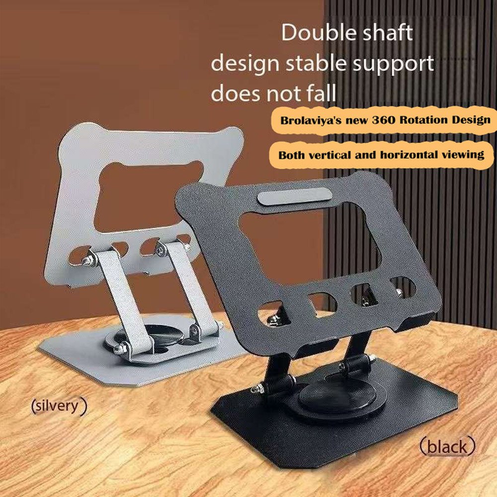 BROLAVIYA® Desktop 360 Rotating Base, Aluminium Metal Cute Shape Metal Stand, Foldable, Co - Image 6