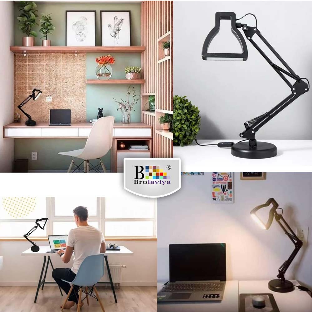 BROLAVIYA® Heavy Base Tabletop LED Desk Lamp Light with Metal Arm Table Lamp Stand, 3 Ligh - Image 3