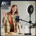 BROLAVIYA® Overhead Video Floor Stand with Full-Screen Fill 10" Ring Light with Remote, Me - Image 4