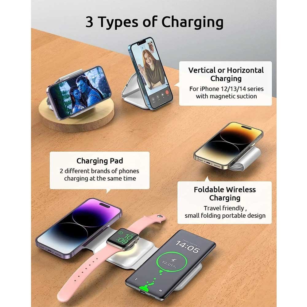 BROLAVIYA® 3 in 1 Magnetic Foldable 15W Wireless Charging Station for iPhone 17/16/15/14/1 - Image 6