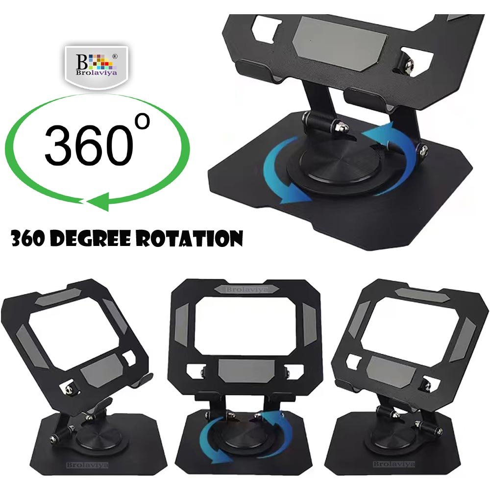BROLAVIYA® Desktop 360 Rotating Base, Metal Stand Holder, Foldable, Compatible with iPad,  - Image 6