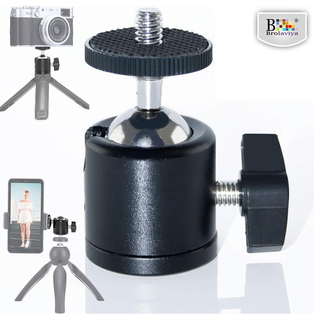 BROLAVIYA® 2 Pack 360 Degree Aluminum Alloy Rotating Swivel Tripod Ball Head with 1/4" Scr - Image 2