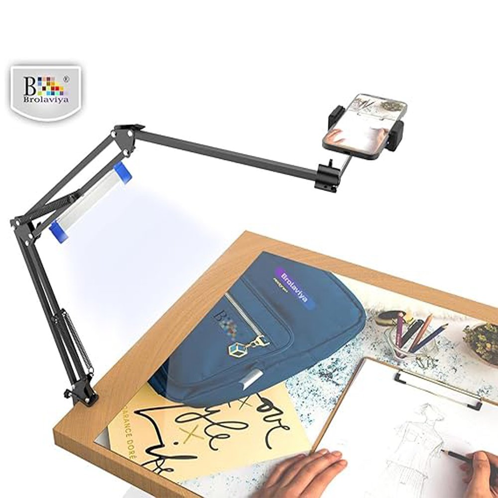 BROLAVIYA® Overhead Video Mobile Stand with 17cm Rechargeable LED Tube Light, New Extra-Lo - Image 6