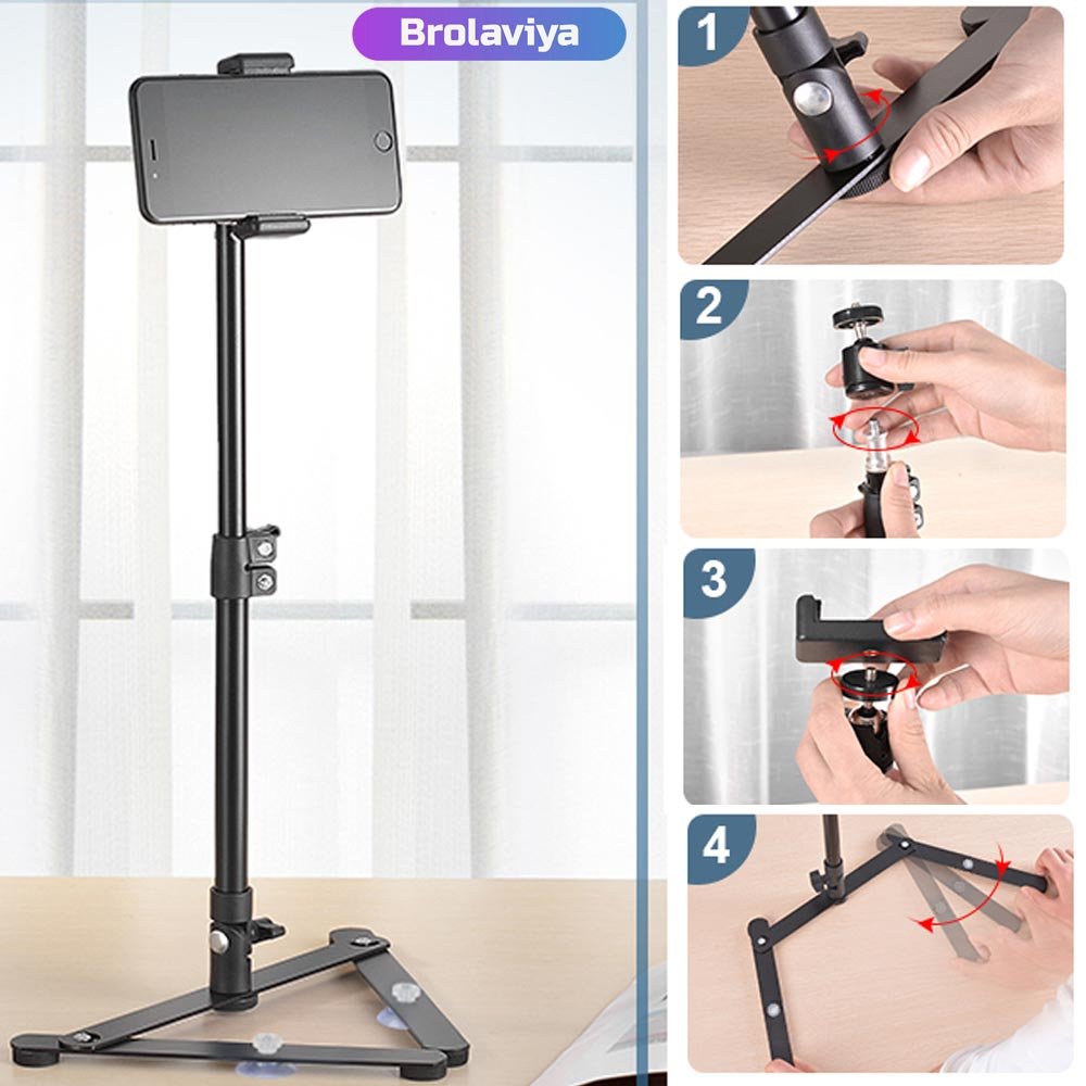 BROLAVIYA® Overhead Video Mobile Metal Desktop Stand with 1/4" Male Adaptor For Camera, Go - Image 6