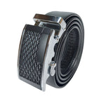 BROLAVIYA® Universal Adjustable Automatic Ratchet Buckle Belt, Length 110 CM, Silver Grill Style
