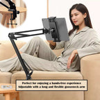 BROLAVIYA® Upgraded Flexible Gooseneck Clip Lazy Arm Bracket For Both Mobiles and Tablets Fits Device 4 - 12.9 Inch, Articulating Arm Mount For Home, Office or Kitchen