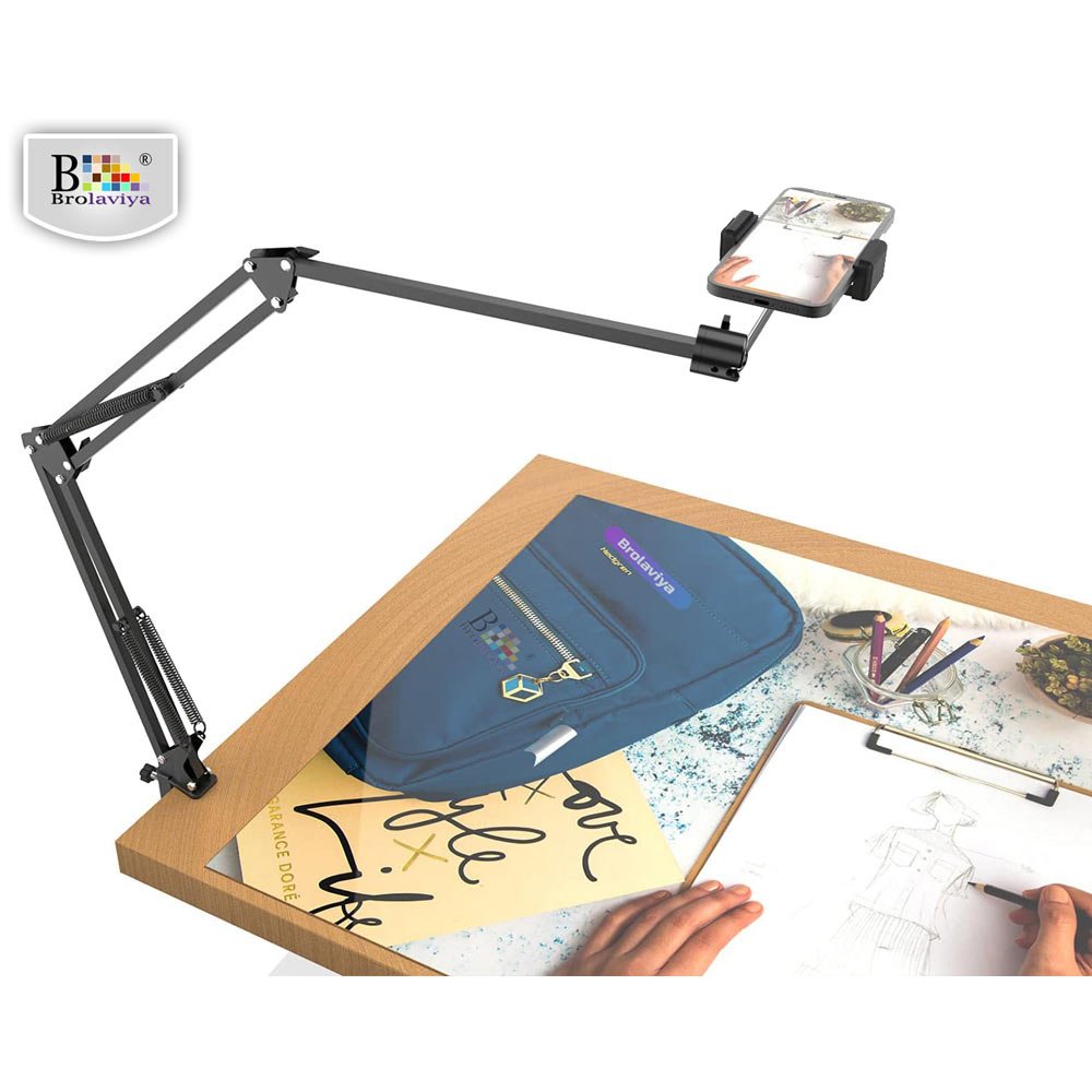 (Renewed) BROLAVIYA® Overhead Video Mobile Stand, New Extra Long Arm, 1/4" Head 2 Way Base - Image 6