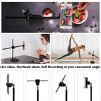 BROLAVIYA® Overhead Video Floor Stand, Premium Metal Body, 1/4" Head For Webcam, Gopro, 360° Rotation with Mobile Bracket For YouTube, Desktop, Bedroom, Cooking and Recording