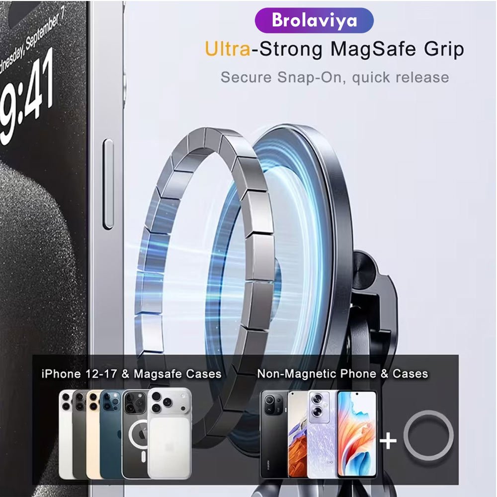 BROLAVIYA® 3-in-1 Foldable Adjustable Height Magnetic Aluminum Stand, Compatible with Phon - Image 5