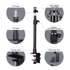 BROLAVIYA® Desk Stand with 1/4″ Screw Mount, Adjustable Desktop Mount for Mobile, Ring Light, Camera, Webcam & LED Video Light, 360° Ball Head, Metal Table Clamp Stand for Live Streaming & Recording