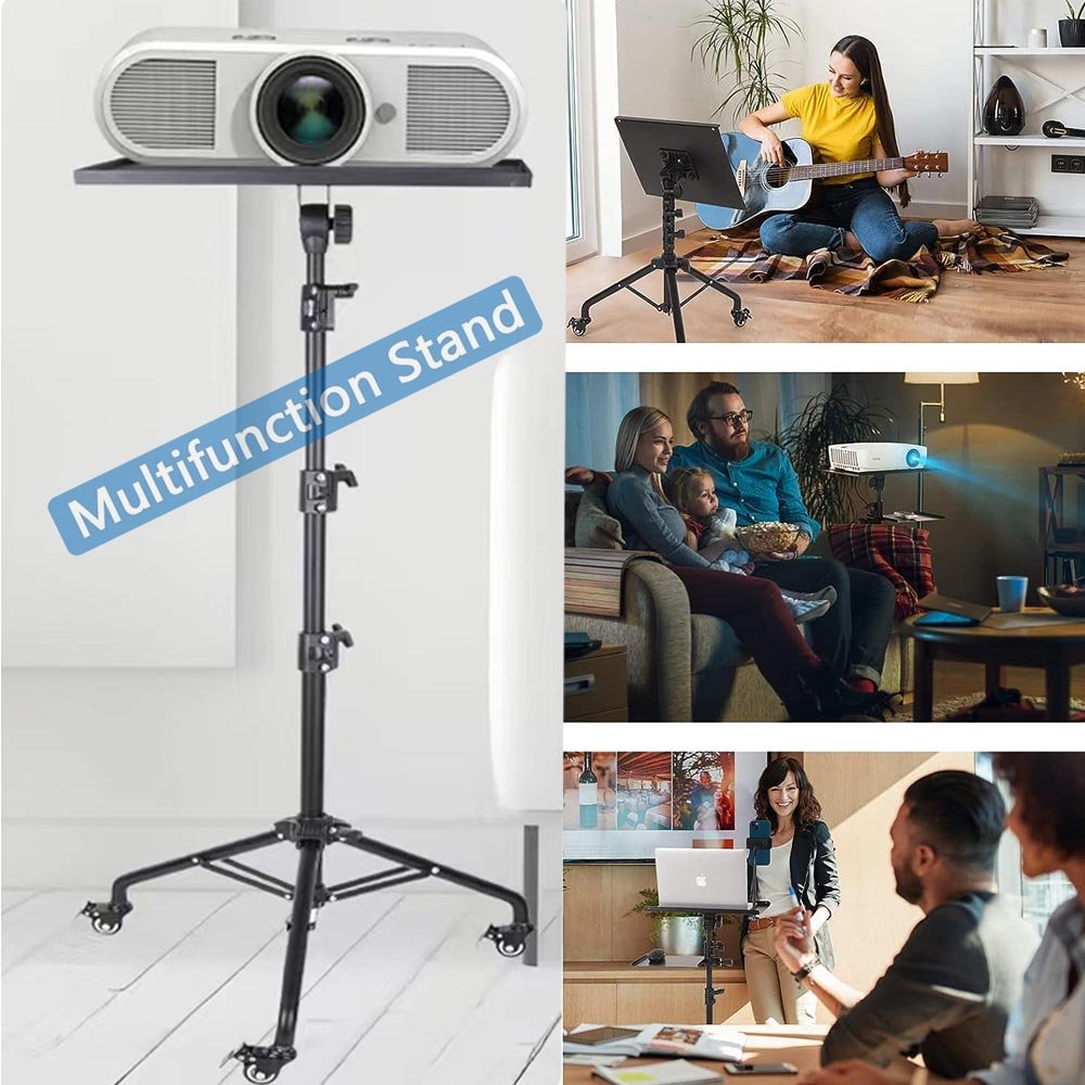 BROLAVIYA® Projector Tripod Stand On Wheels with Tray, Laptop / Mobile Stand, 180 Degree A - Image 4